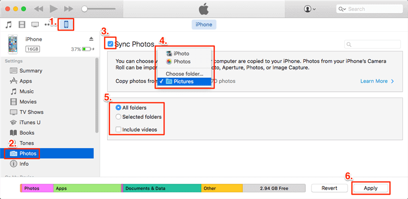 Sync Photos from iPhone to iPad with iTunes