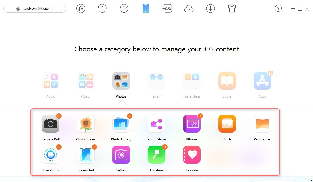 Transfr Photos from iPhone X/8 to iPad - Step 2