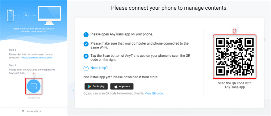 How to Transfer Photos from Mac to iPhone Wirelessly with AnyTrans App - Step 2