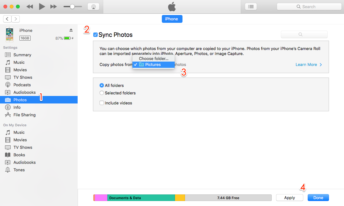 can you export photos from mac to iphone