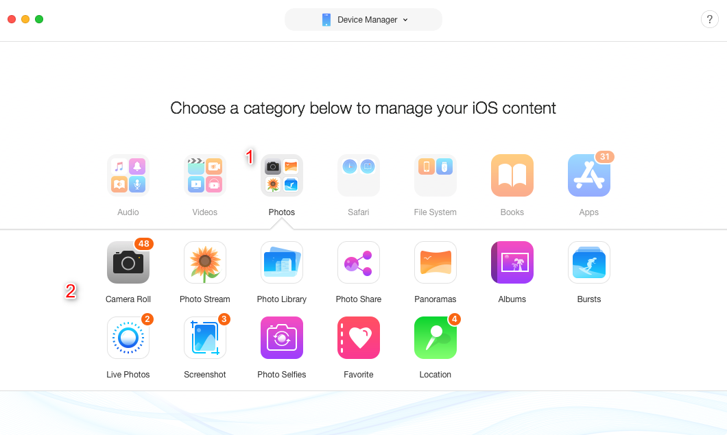 How to Transfer Photos from Mac to iPhone without iTunes via AnyTrans for iOS - Step 2