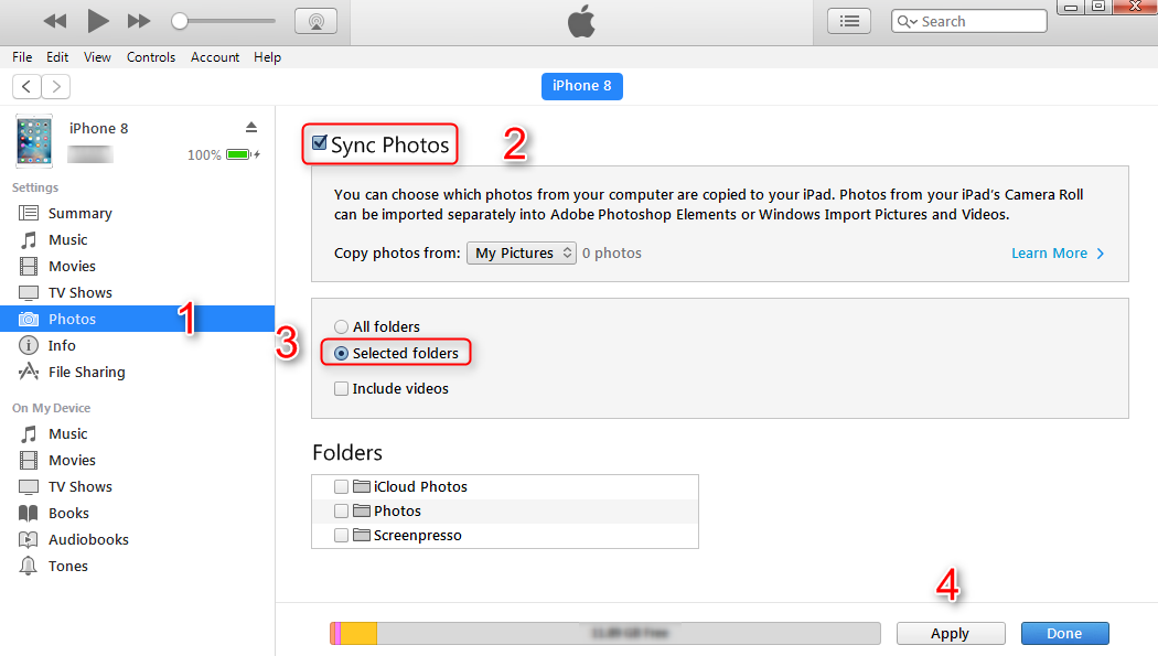 Transfer Photos from iPhone to iPhone 7/7 Plus Using iTunes