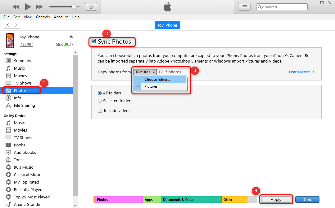 Transfer Photos from PC to Your iPhone with iTunes