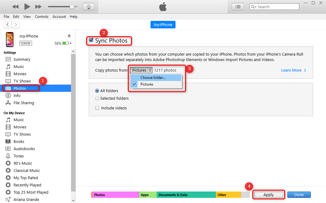 how to transfer photos from pc to iphone