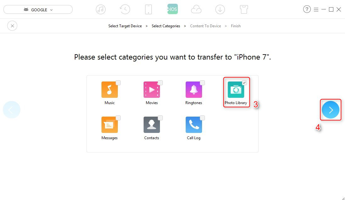 How to Transfer All Photos from Samsung Galaxy to iPad - Step 2