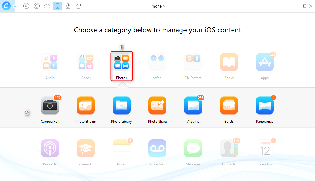 How to Transfer Pictures from iPhone to iPad Directly–Step 2
