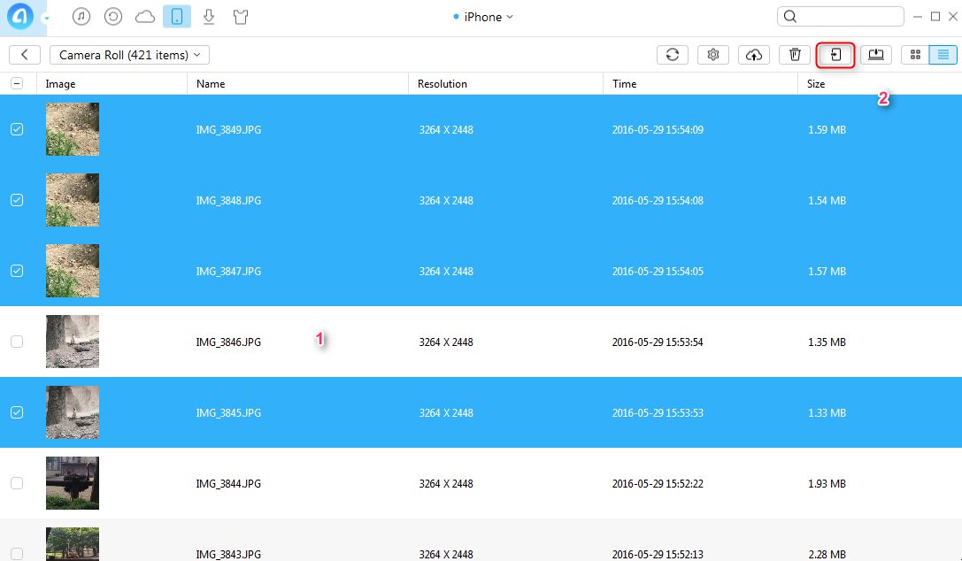 How to Transfer Pictures from iPhone to iPad Directly–Step 3
