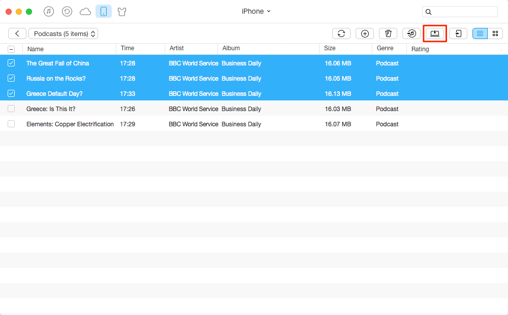 How to Transfer Podcasts from iPhone to Computer – Step 2