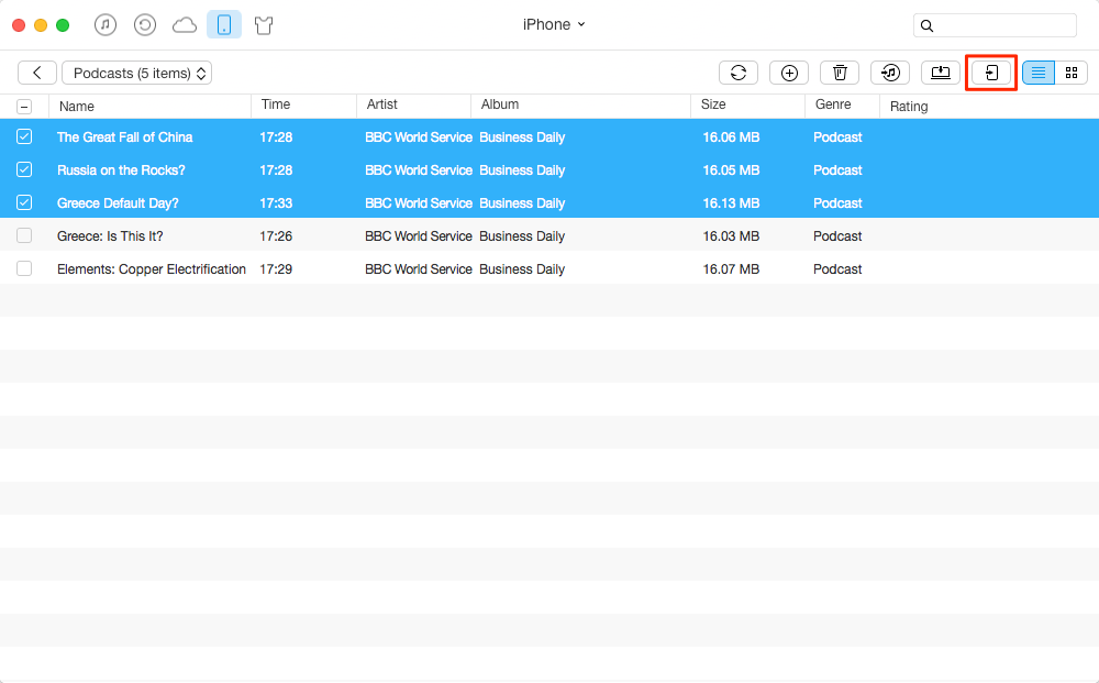 How to Transfer Podcasts from iPhone to iPhone – Step 3