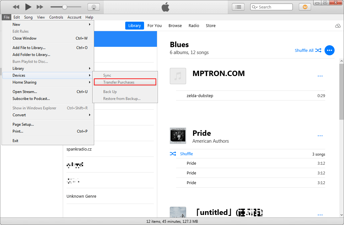 Transfer Purchases Apps in iTunes