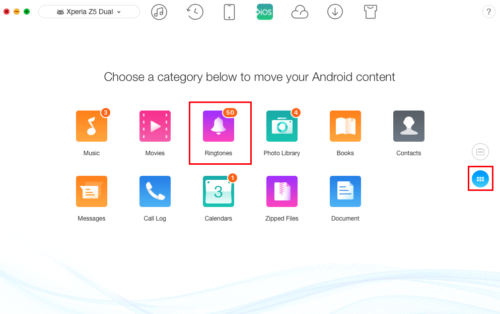 How to Transfer Ringtones from Android to iPhone 8/X – Step 2