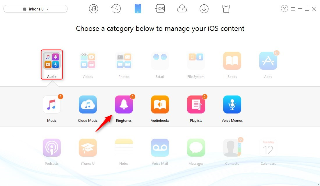 How to Transfer Ringtones from Computer to iPhone 8/X - Step 2