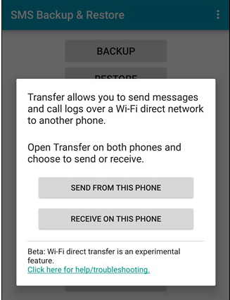 Transfer text messages between two Android devices