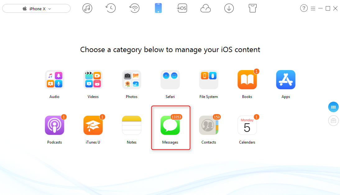 How to Download/Type Messages from iPhone 6/7/8/X - Step 1