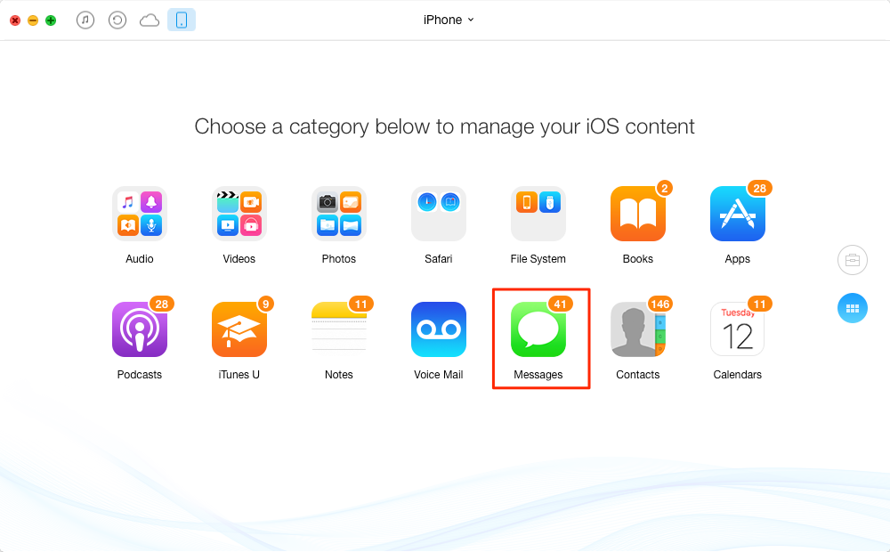 How to Transfer Messages from iPhone SE to Computer – Step 2