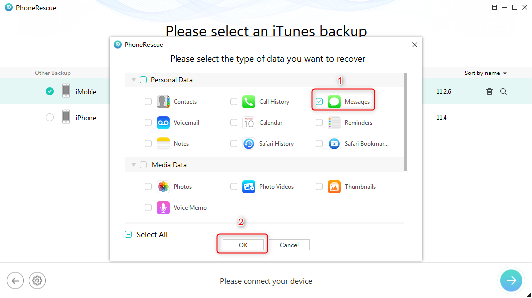 How to Download Text Messages from iPhone with iTunes Backup – Step 2