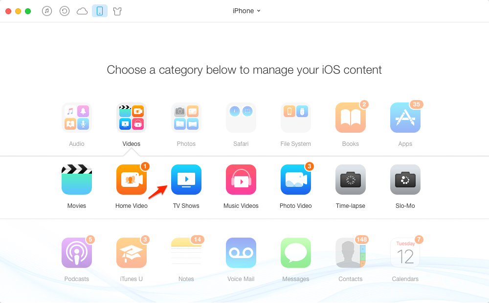 How to Transfer TV Shows from Computer to iPhone – Step 2