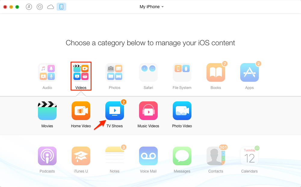 Get TV Shows from iPhone/iPad to Computer with AnTrans – Step 2