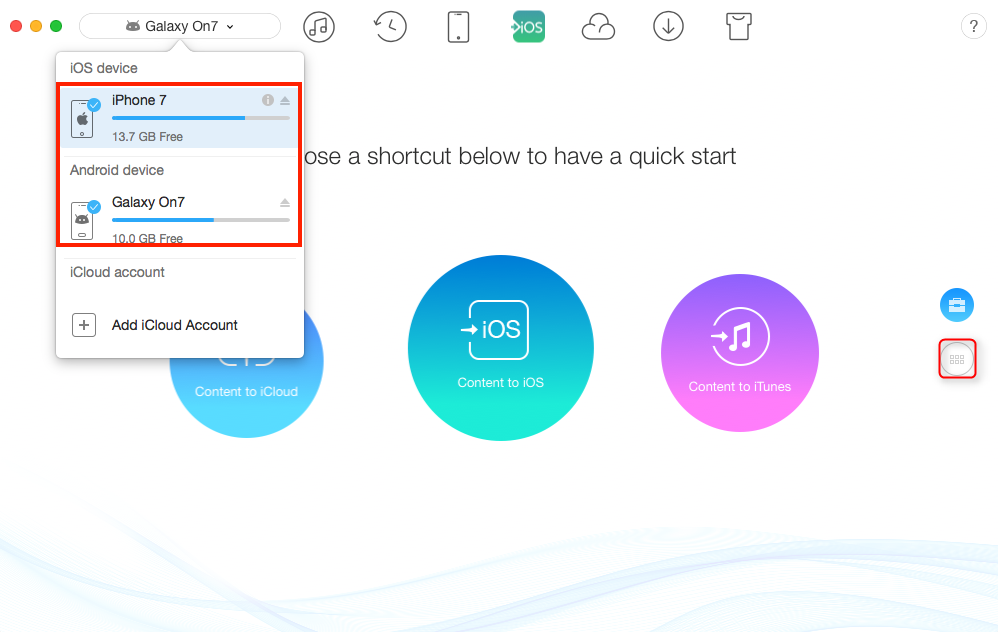 How to Transfer Videos from Android to iPhone 8/X - Step 1