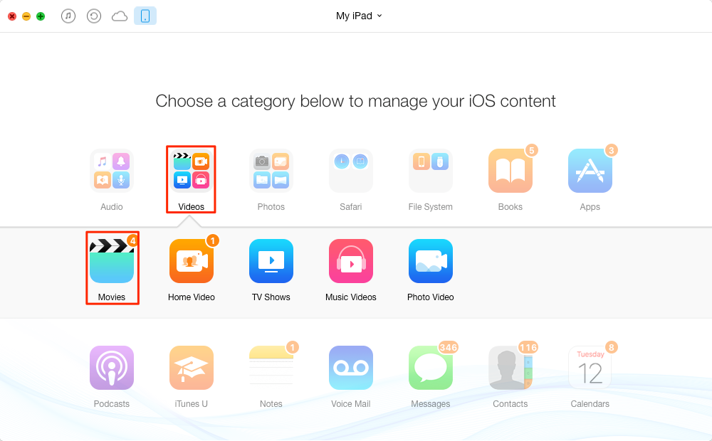 How to Transfer Videos/Movies from External Hard Drive to iPad – Step 2