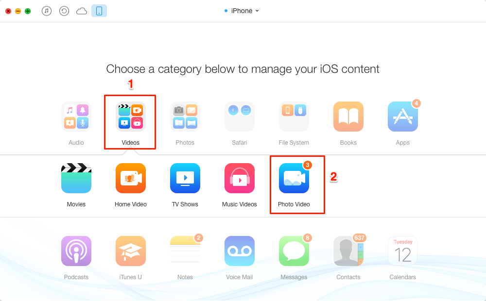 How to Transfer Videos from iPhone to iPad Pro with AnyTrans - Step 2