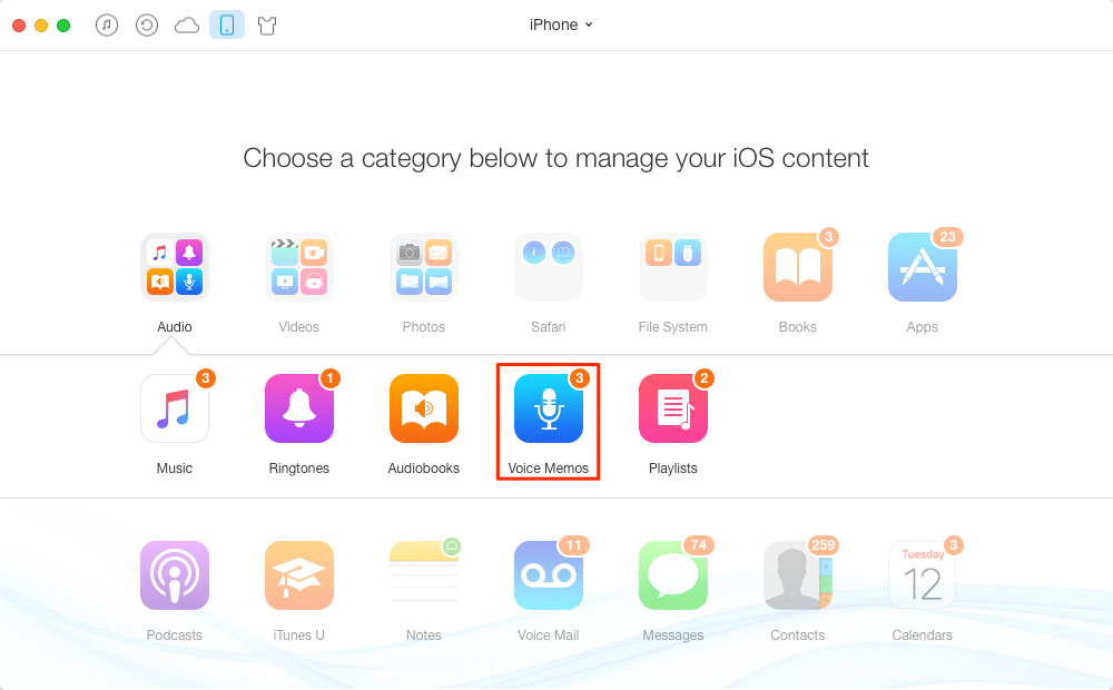 How to Transfer Voice Memos from iPhone to Mac with AnyTrans - Step 1