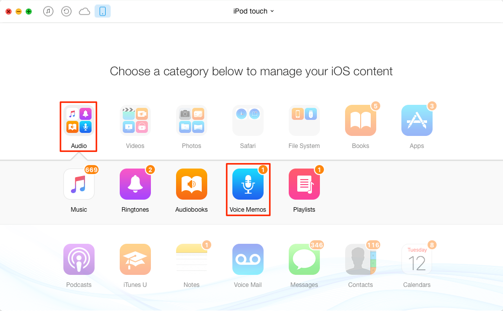 How to Transfer Voice Memos from iPod to Computer - Step 2
