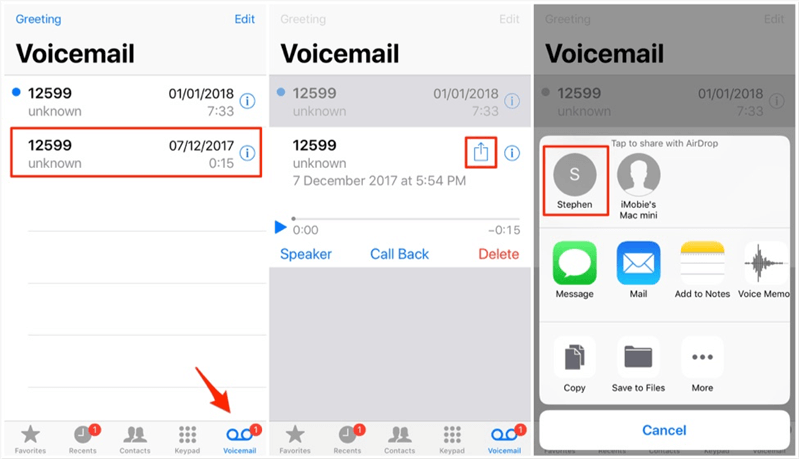 Transfer Voicemails from One iPhone to Another via AirDrop