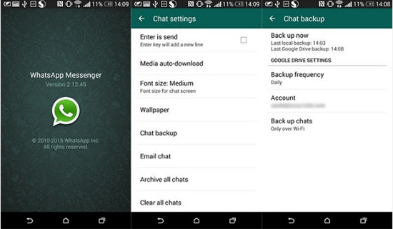 Backup WhatsApp messages on your Android
