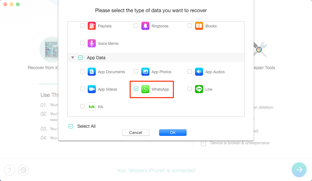 How to Transfer WhatsApp Messages from iPhone to Computer - Step 2