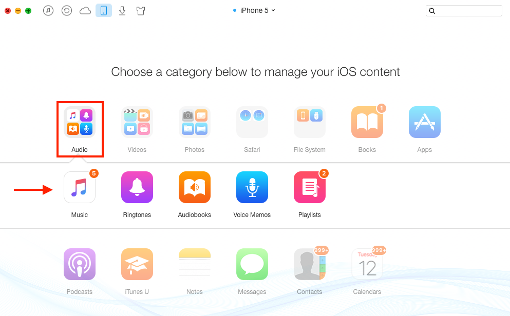 How to Transfer Music between Two iPhones with AnyTrans - Step 2