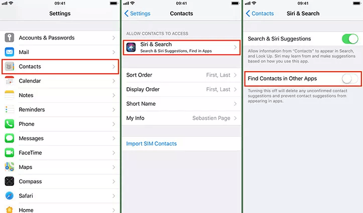Turn Off Find Contacts on iPhone