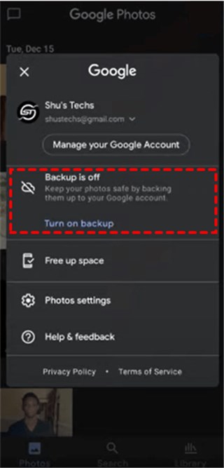 Turn Off Google Photos Backup