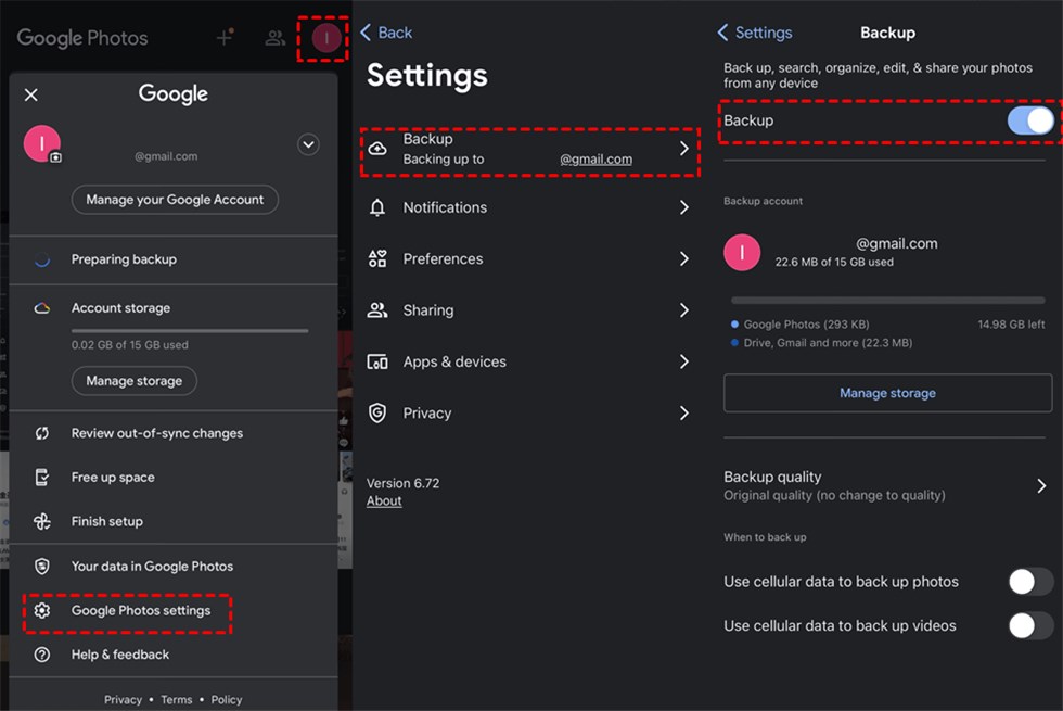 Turn Off Google Photos Backup on iPhone