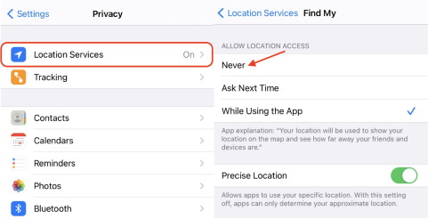 Turn Off Location Services for the Find My App
