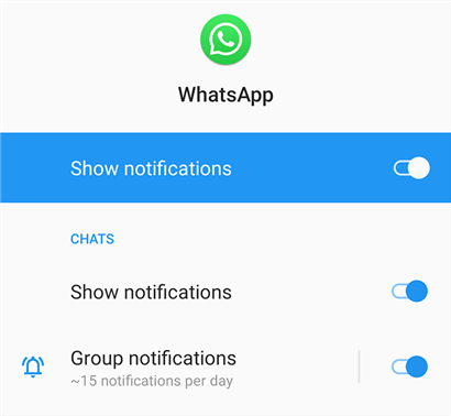 Turn off WhatsApp Notifications