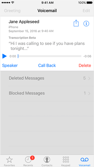 iPhone Voicemail Transcription Turn off