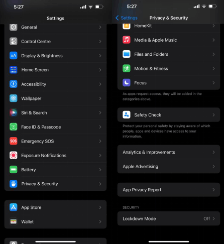 Turn on Lockdown Mode on iPhone/iPad 