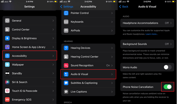 Turning off iPhone Noise Cancelation feature