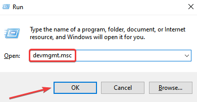 Type "devmgmt.msc" on the text box