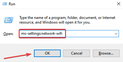 Type "ms-settings:network-wifi" on the Text Box