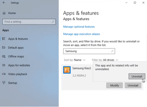 How to Uninstall Samsung Kies on Windows 10