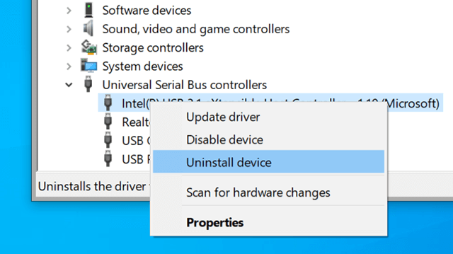 Uninstall the USB Host