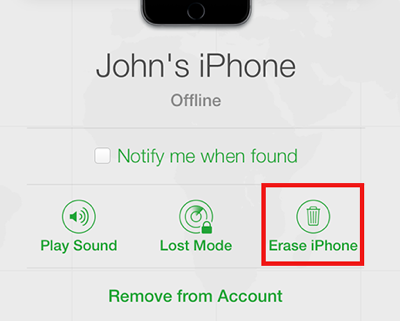 Choose Erase iPhone