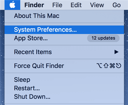 Open the settings menu on Mac
