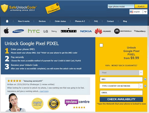Unlock Pixel via SafeUnlockCode