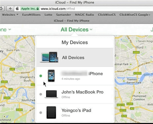 Unlock iPhone 12 via Find My iPhone on iCloud