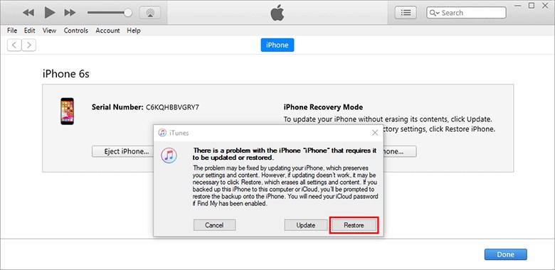 Unlock iPhone to Use Accessories via the Recovery Mode