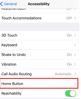 Find Home Button Option in Settings