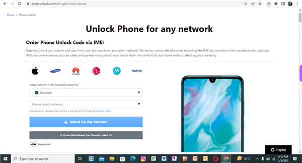 Unlock phone by DirectUnlocks